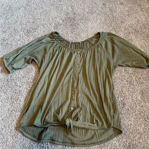 Olive Green Women's Button-Down Top